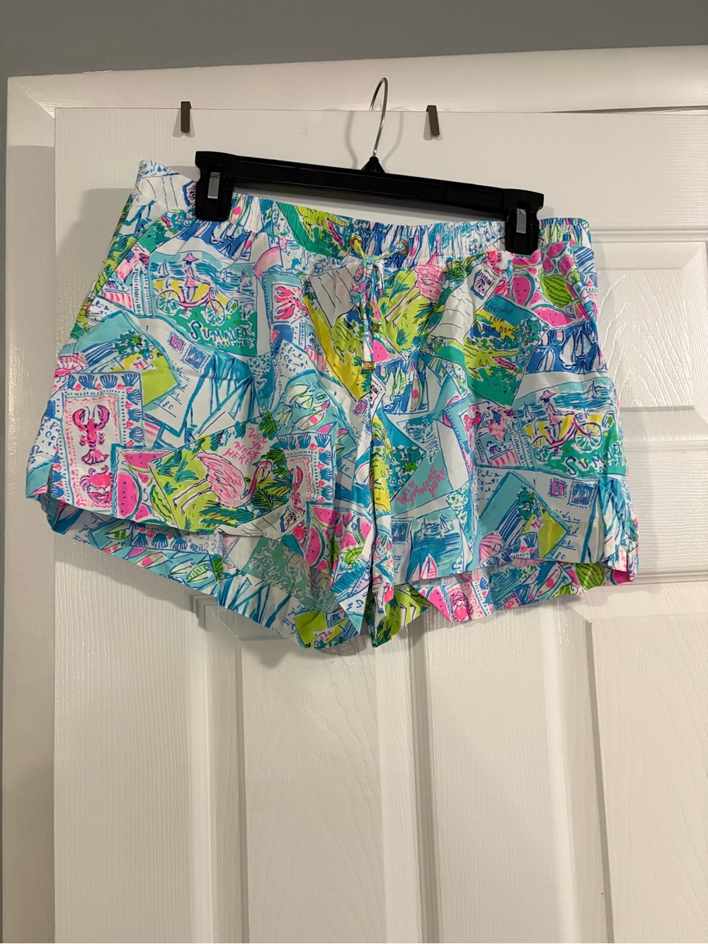 Lilly Pulitzer Multicolor Printed Pajama Shorts in Blue, Pink & Green